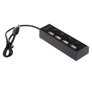 4 Port USB 2.0 Hub Multi USB Splitter Power On Off Switches Adapter