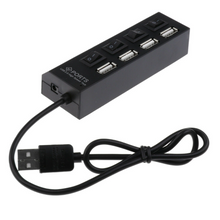 Load image into Gallery viewer, 4 Port USB 2.0 Hub Multi USB Splitter Power On Off Switches Adapter

