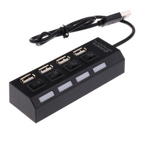 4 Port USB 2.0 Hub Multi USB Splitter Power On Off Switches Adapter