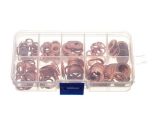 200pcs Set Copper Washers O-Ring Gaskets Seal Flat Rings Assortment Kit Supplies