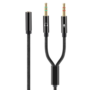 3.5mm Y Splitter 2 Jack Male to 1 Female Headphone Mic Audio Adapter Cable