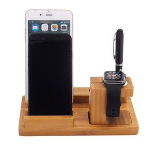 Bamboo Wood Charging Dock Stand for Apple Watch/iPhone