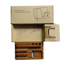 Load image into Gallery viewer, Bamboo Wood Charging Dock Stand for Apple Watch/iPhone
