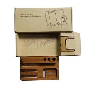 Bamboo Wood Charging Dock Stand for Apple Watch/iPhone