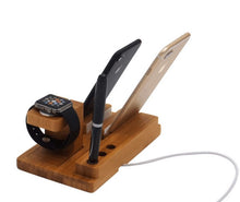 Load image into Gallery viewer, Bamboo Wood Charging Dock Stand for Apple Watch/iPhone
