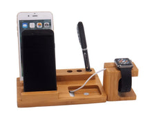 Load image into Gallery viewer, Bamboo Wood Charging Dock Stand for Apple Watch/iPhone

