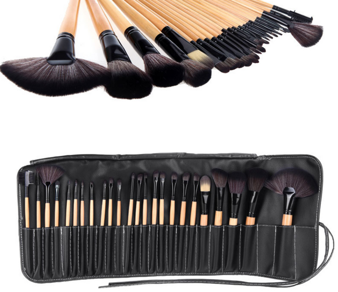 24 Pieces Make Up Brush Set with Travel Pouch